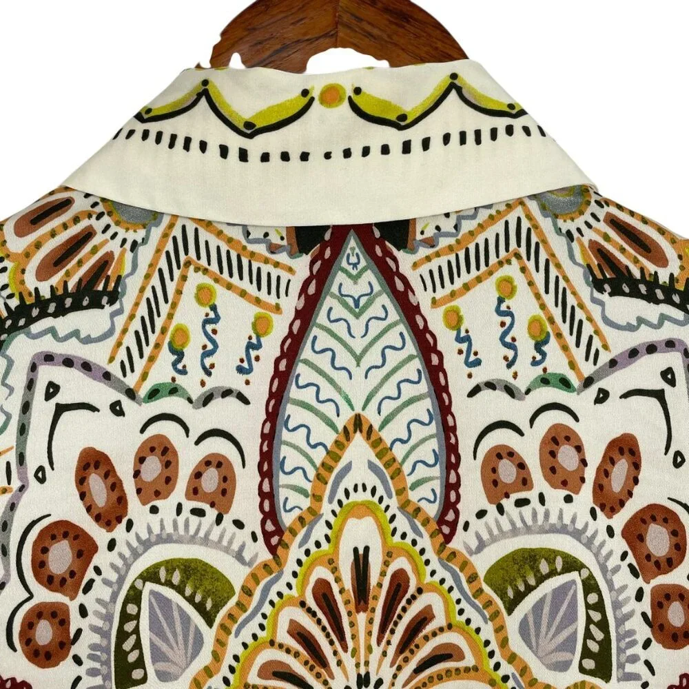 Rachel Zoe Medallion Print Button Front Blouse Boho Chic XS - Picture 6 of 15